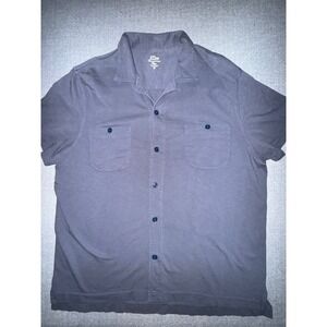 J.Crew Mens XXL Garment Dyed Slub Cotton Knit Button Down Shirt Grey Camp Collar